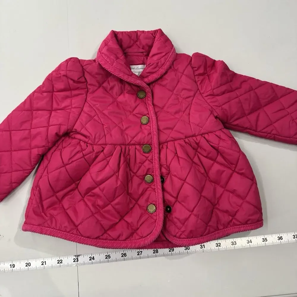 Ralph Lauren Girls Sz 9M Lot of 2 Items Quilted Jacket and Snap Outfit Pink